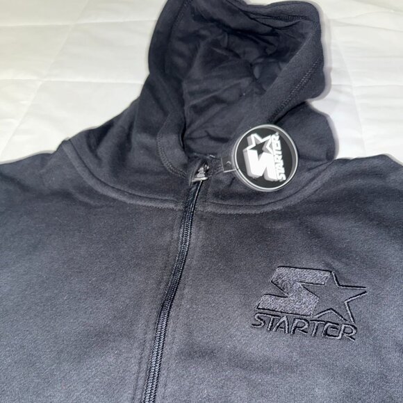 Starter Black Full-Zip Hoodie Sweatshirt L - Picture 2 of 4